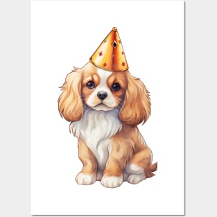 Birthday Cavalier King Charles Spaniel Dog Posters and Art